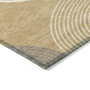 Photo of Gold And Ivory Geometric Washable Indoor Outdoor Area Rug
