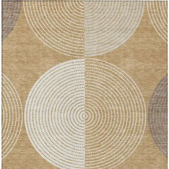 Gold And Ivory Geometric Washable Indoor Outdoor Area Rug Photo 6