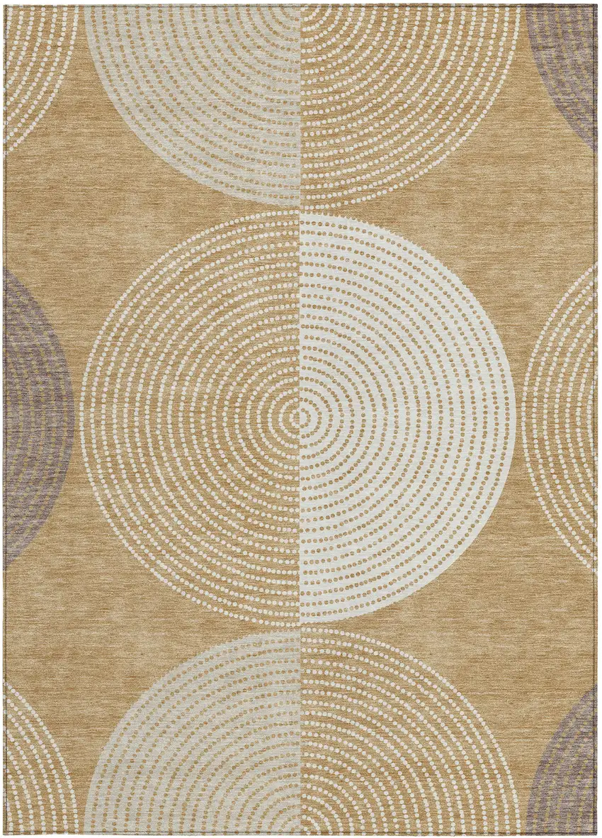 Gold And Ivory Geometric Washable Indoor Outdoor Area Rug Photo 4