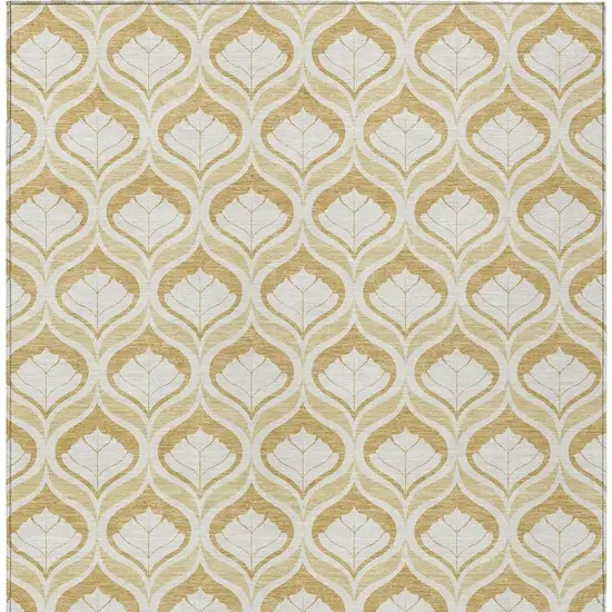 Gold And Ivory Geometric Washable Indoor Outdoor Area Rug Photo 3
