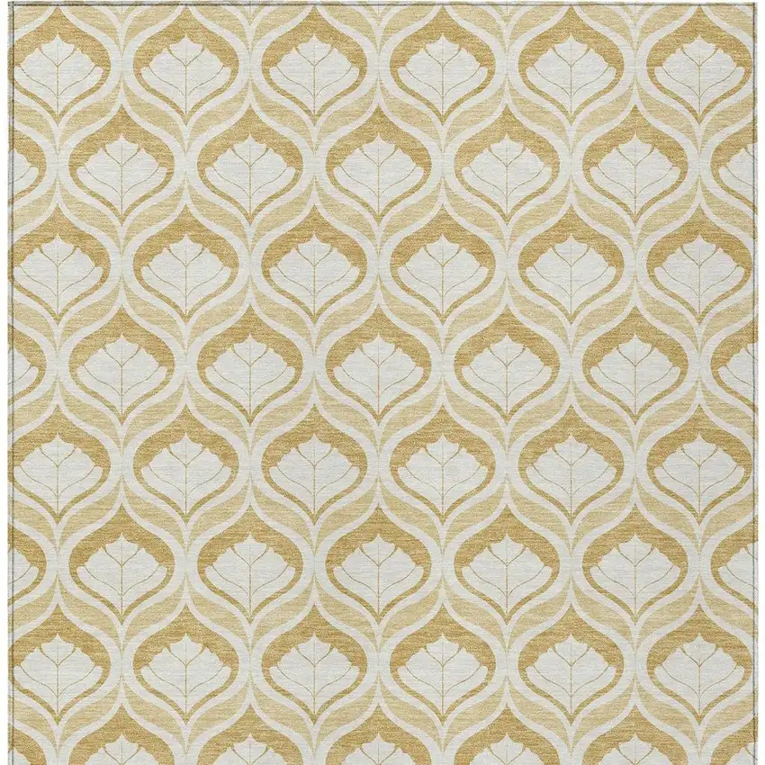 Gold And Ivory Geometric Washable Indoor Outdoor Area Rug Photo 3