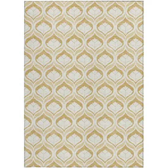 Gold And Ivory Geometric Washable Indoor Outdoor Area Rug Photo 3