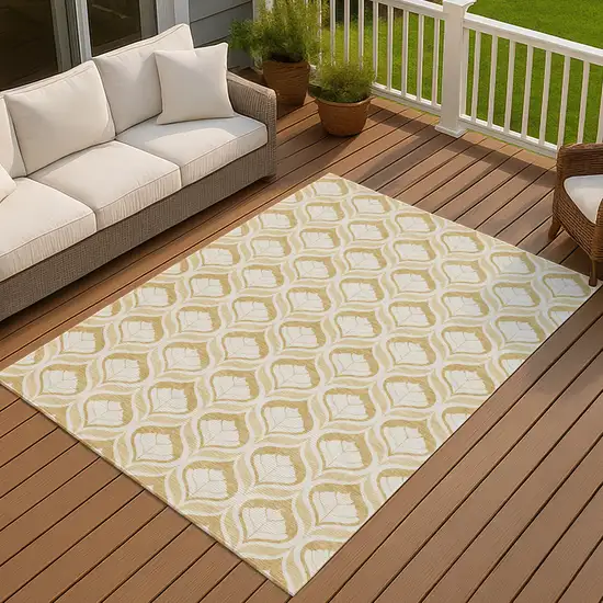 Gold And Ivory Geometric Washable Indoor Outdoor Area Rug Photo 4
