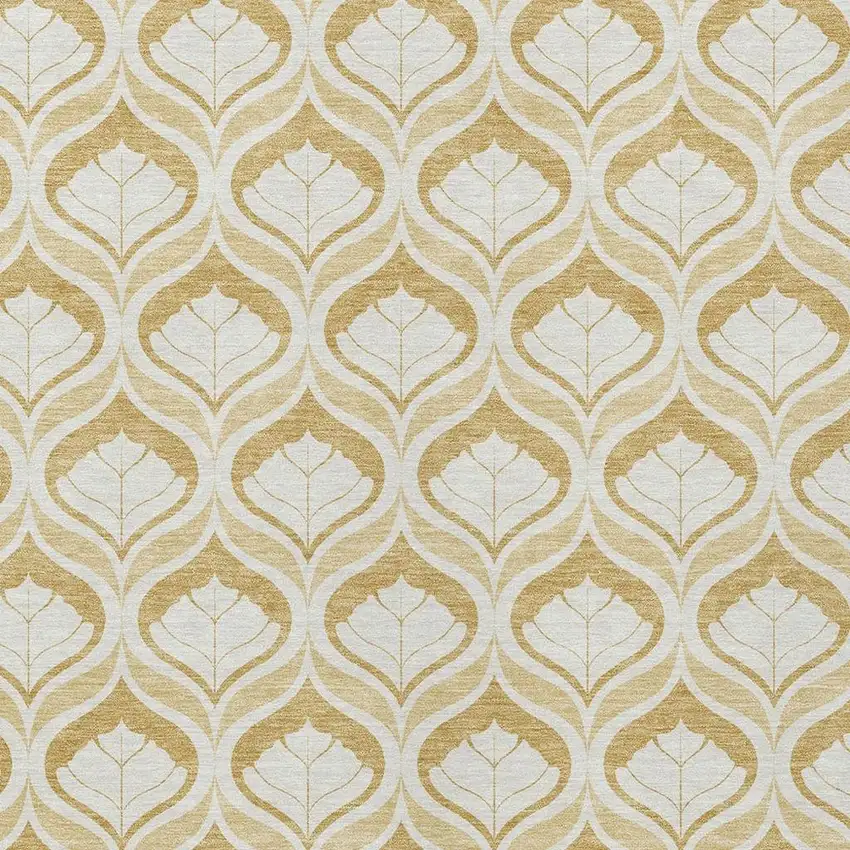 Gold And Ivory Geometric Washable Indoor Outdoor Area Rug Photo 2