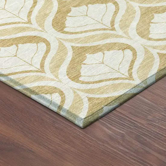 Gold And Ivory Geometric Washable Indoor Outdoor Area Rug Photo 5