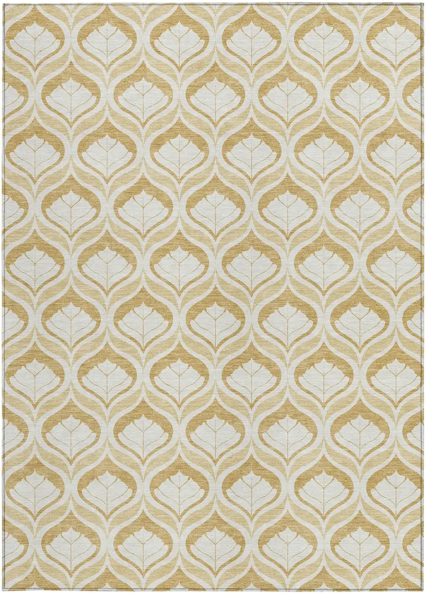 Gold And Ivory Geometric Washable Indoor Outdoor Area Rug Photo 3