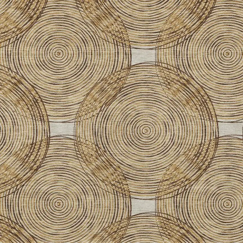 Gold And Ivory Geometric Washable Indoor Outdoor Area Rug Photo 3
