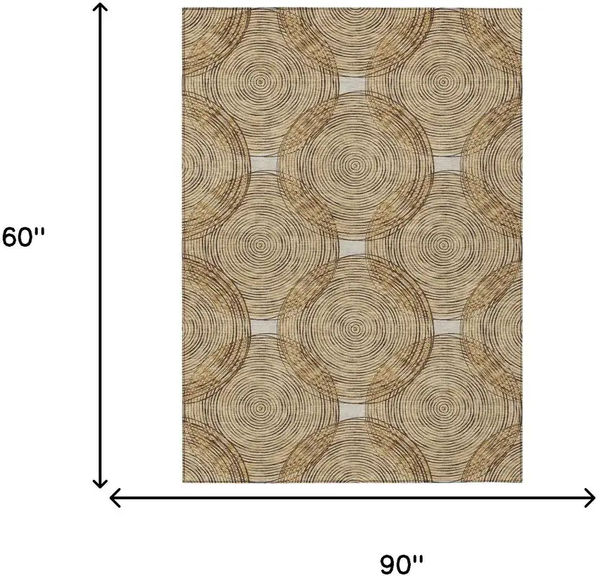 Gold And Ivory Geometric Washable Indoor Outdoor Area Rug Photo 7