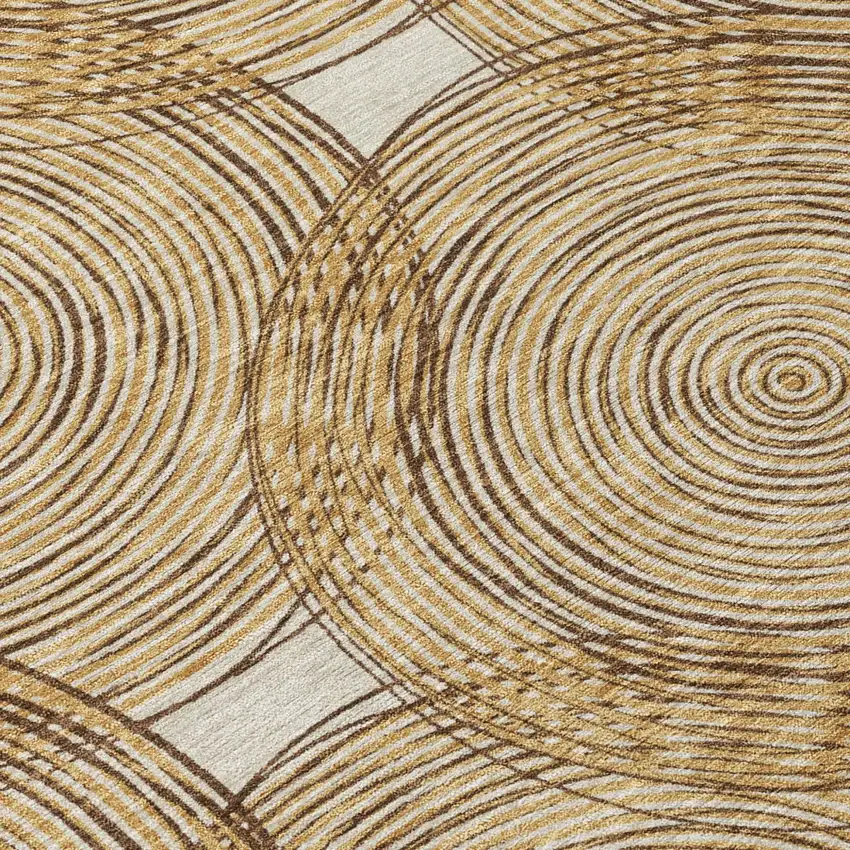 Gold And Ivory Geometric Washable Indoor Outdoor Area Rug Photo 6