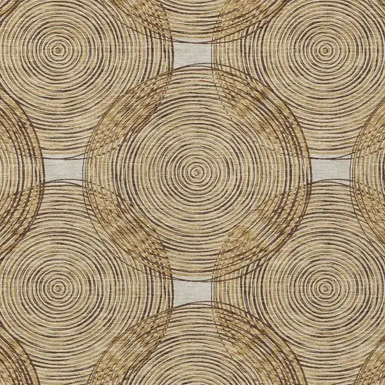 Gold And Ivory Geometric Washable Indoor Outdoor Area Rug Photo 3