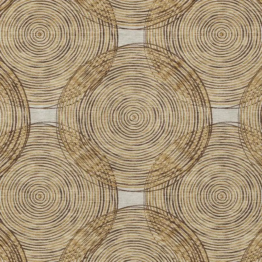 Gold And Ivory Geometric Washable Indoor Outdoor Area Rug Photo 3