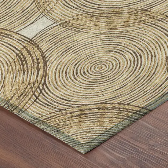 Gold And Ivory Geometric Washable Indoor Outdoor Area Rug Photo 5