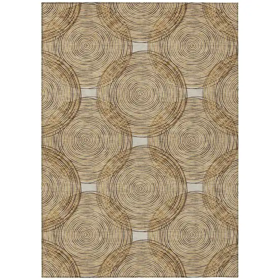Gold And Ivory Geometric Washable Indoor Outdoor Area Rug Photo 2