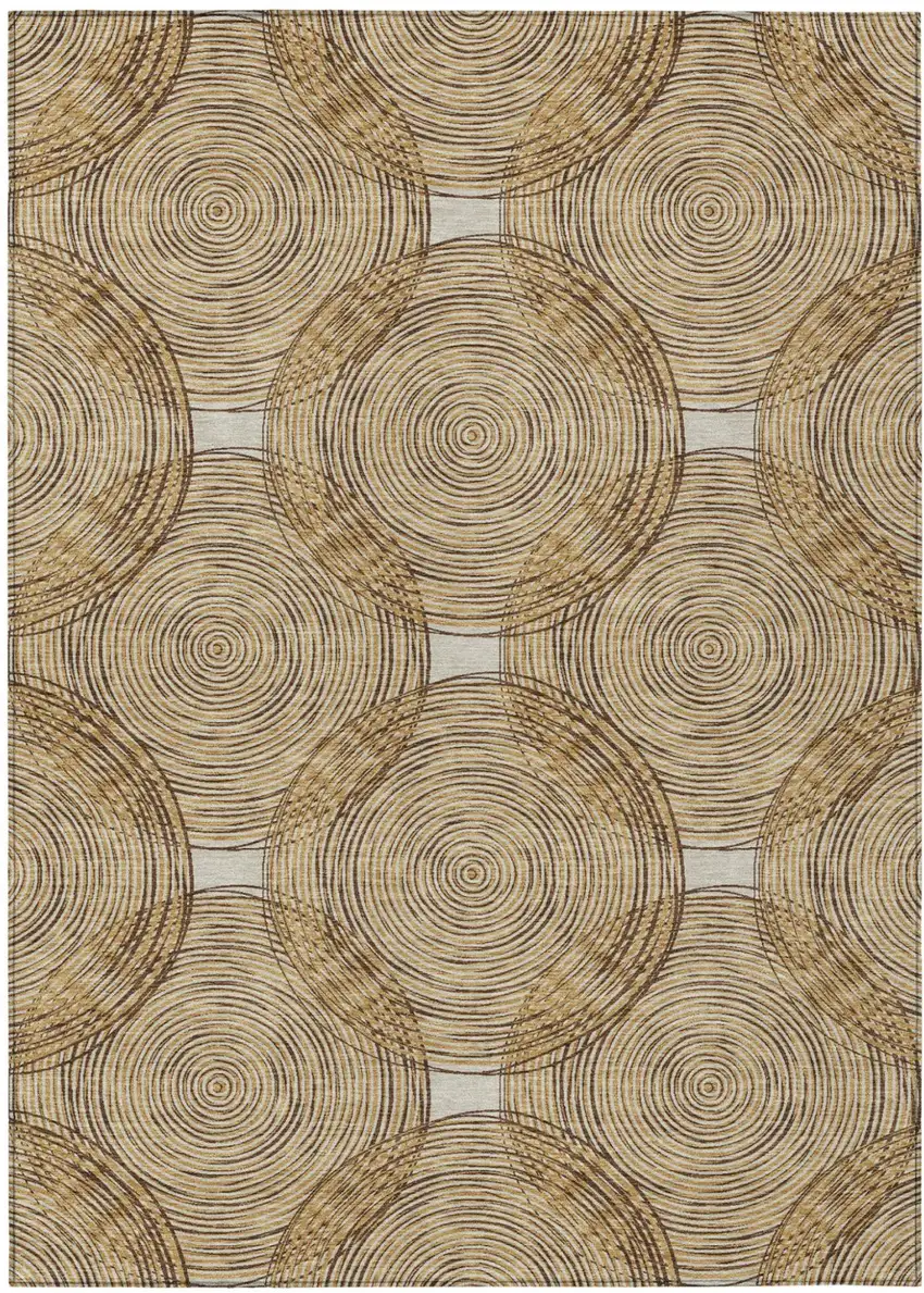 Gold And Ivory Geometric Washable Indoor Outdoor Area Rug Photo 2