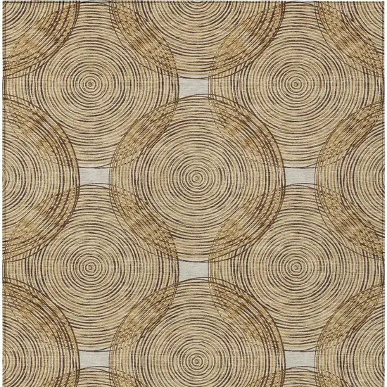 Gold And Ivory Geometric Washable Indoor Outdoor Area Rug Photo 4