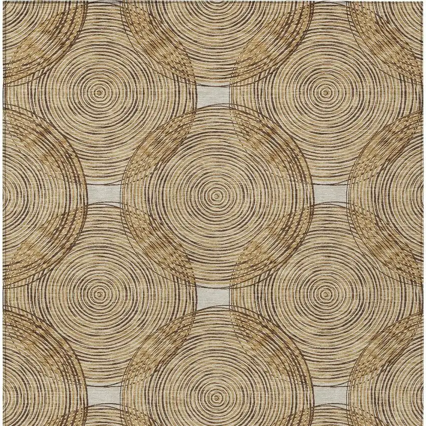 Gold And Ivory Geometric Washable Indoor Outdoor Area Rug Photo 4