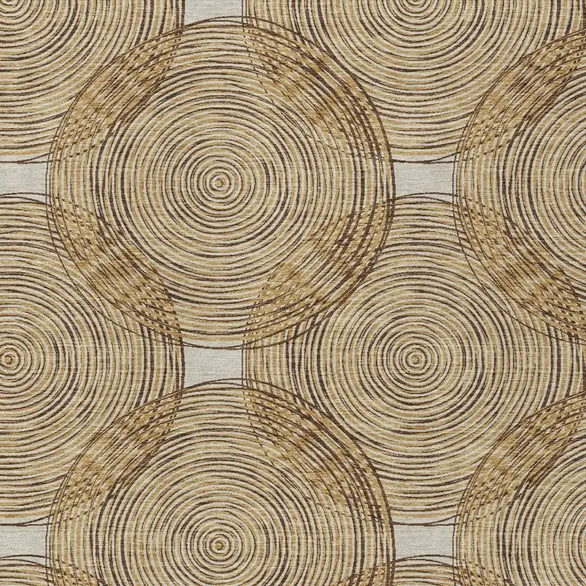Gold And Ivory Geometric Washable Indoor Outdoor Area Rug Photo 3