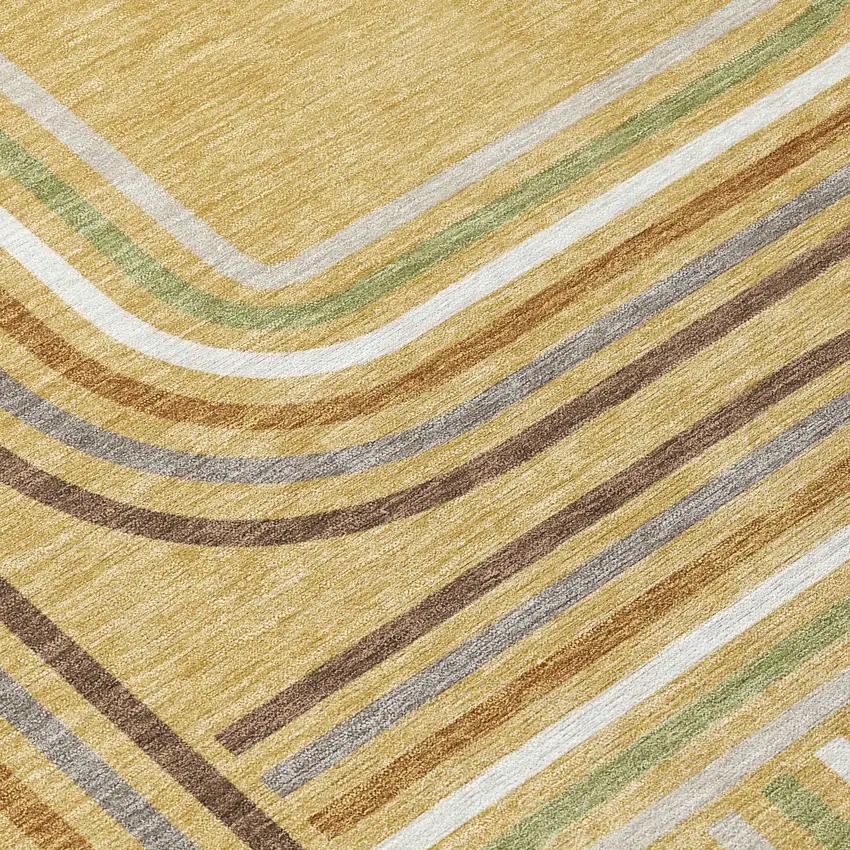 Gold And Ivory Geometric Washable Indoor Outdoor Area Rug Photo 6