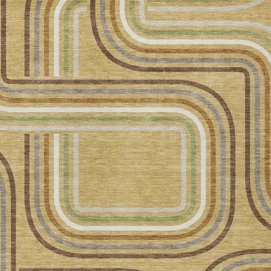 Gold And Ivory Geometric Washable Indoor Outdoor Area Rug Photo 3