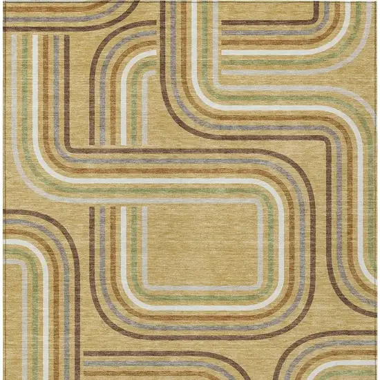 Gold And Ivory Geometric Washable Indoor Outdoor Area Rug Photo 4