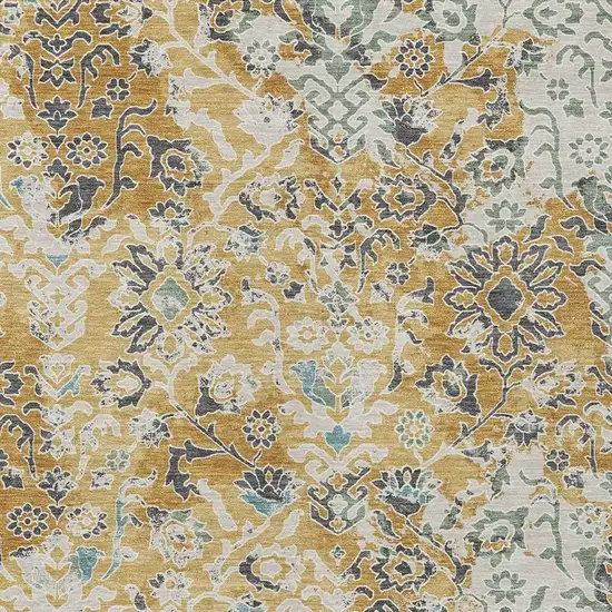 Gold And Ivory Geometric Washable Indoor Outdoor Area Rug Photo 2