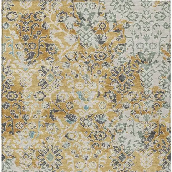 Gold And Ivory Geometric Washable Indoor Outdoor Area Rug Photo 3