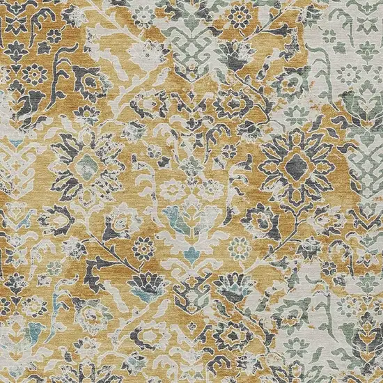 Gold And Ivory Geometric Washable Indoor Outdoor Area Rug Photo 2