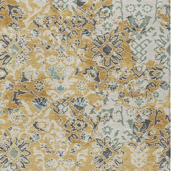 Gold And Ivory Geometric Washable Indoor Outdoor Area Rug Photo 2