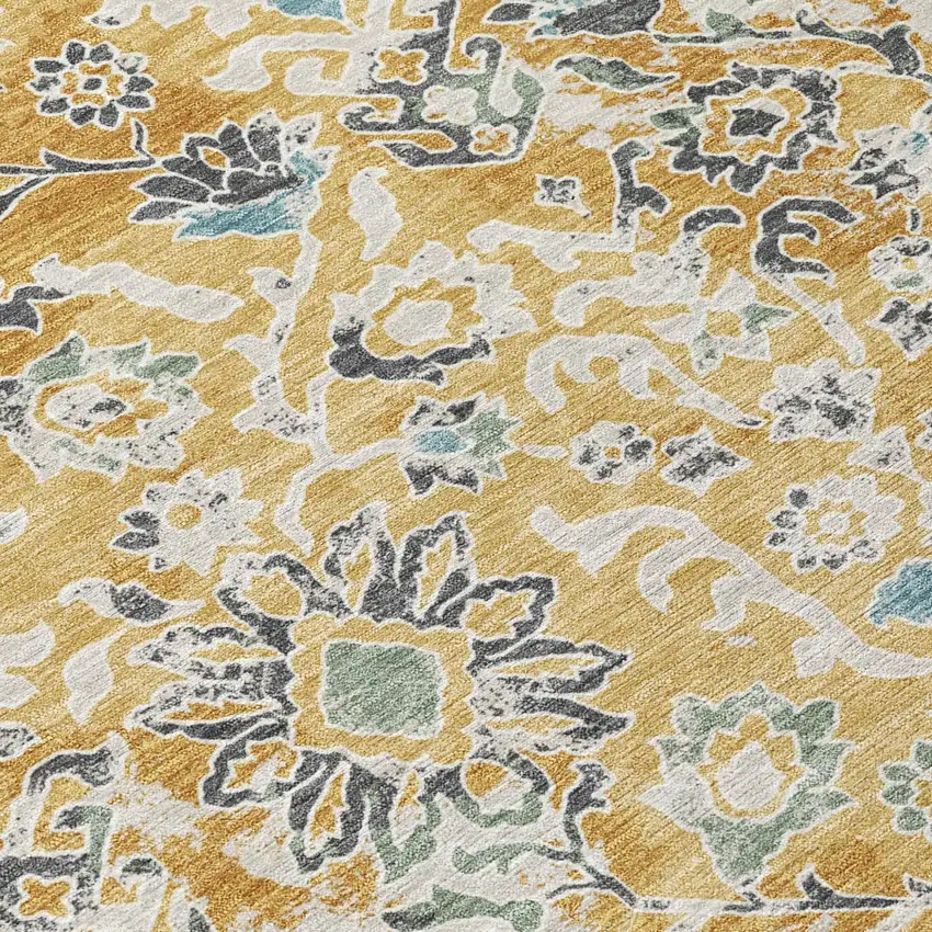 Gold And Ivory Geometric Washable Indoor Outdoor Area Rug Photo 5