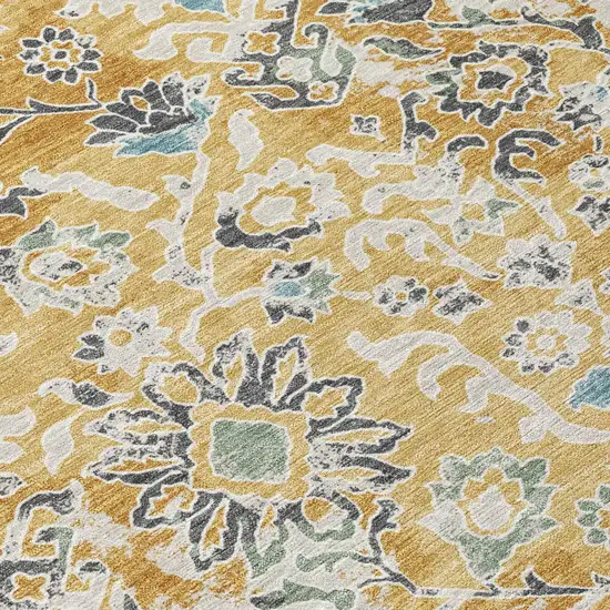 Gold And Ivory Geometric Washable Indoor Outdoor Area Rug Photo 5