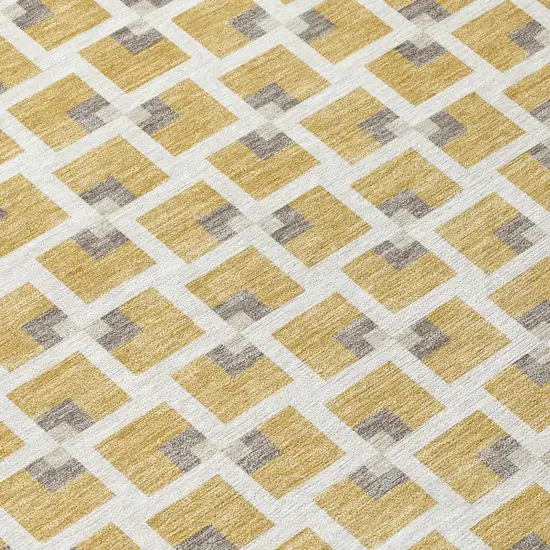 Gold And Ivory Geometric Washable Indoor Outdoor Area Rug Photo 2