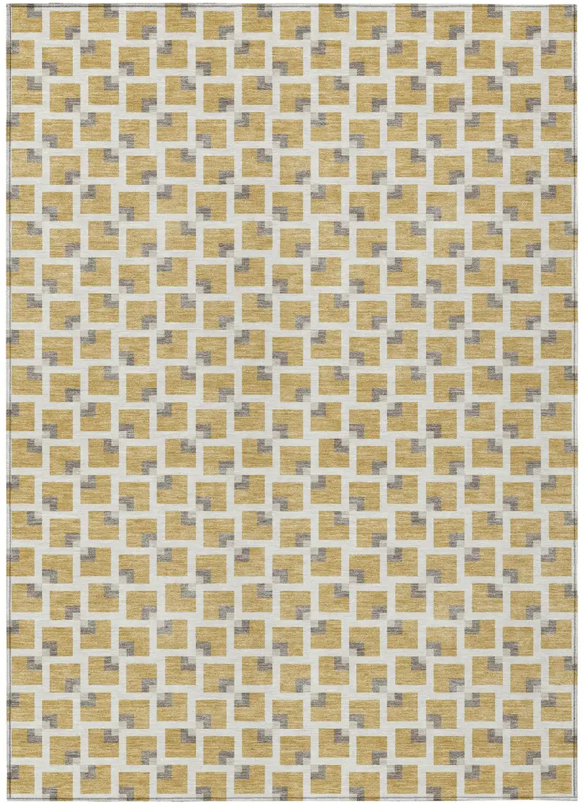 Gold And Ivory Geometric Washable Indoor Outdoor Area Rug Photo 4
