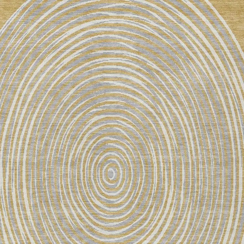Gold And Ivory Geometric Washable Indoor Outdoor Area Rug Photo 3