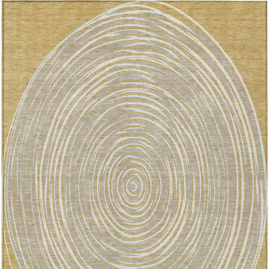 Gold And Ivory Geometric Washable Indoor Outdoor Area Rug Photo 6