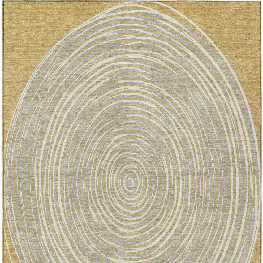 Gold And Ivory Geometric Washable Indoor Outdoor Area Rug Photo 6