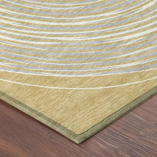 Gold And Ivory Geometric Washable Indoor Outdoor Area Rug Photo 7
