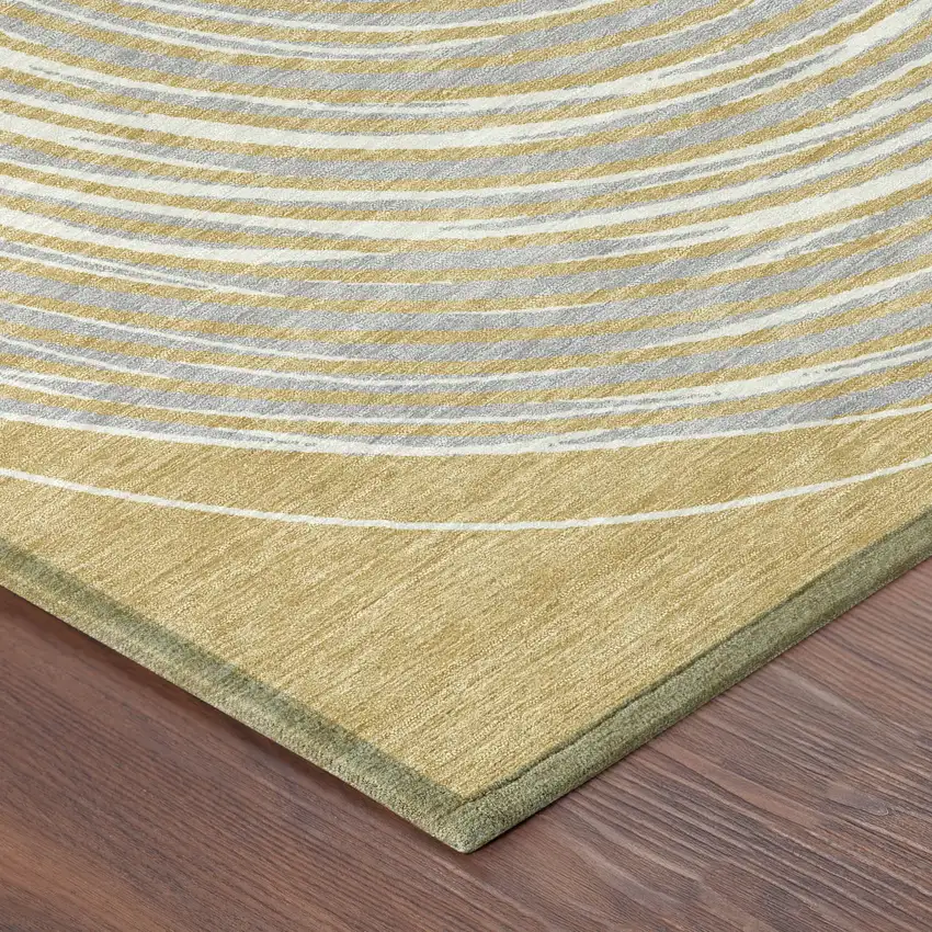 Gold And Ivory Geometric Washable Indoor Outdoor Area Rug Photo 7