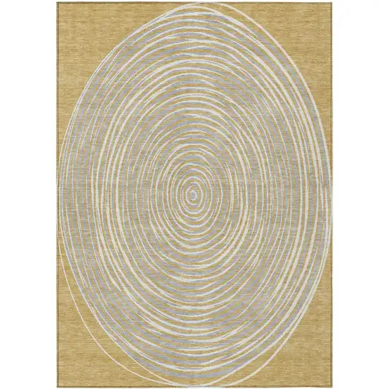 Gold And Ivory Geometric Washable Indoor Outdoor Area Rug Photo 2