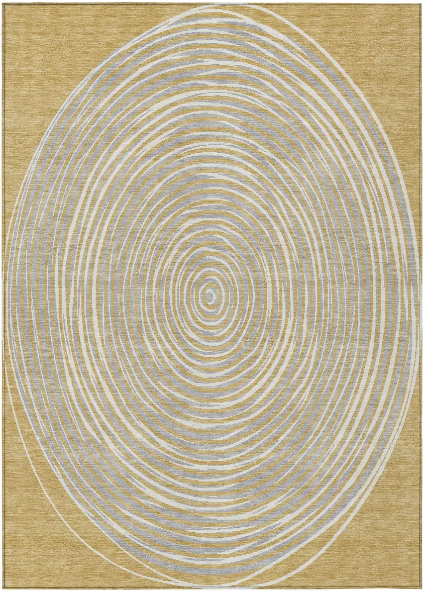 Gold And Ivory Geometric Washable Indoor Outdoor Area Rug Photo 2