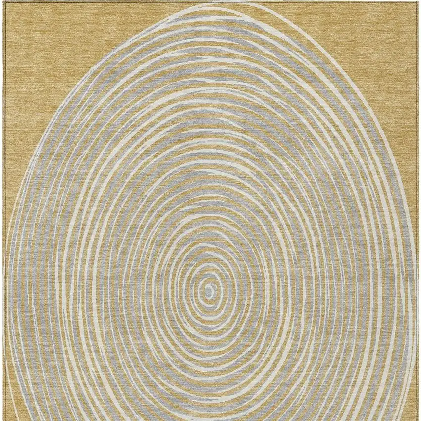 Gold And Ivory Geometric Washable Indoor Outdoor Area Rug Photo 4
