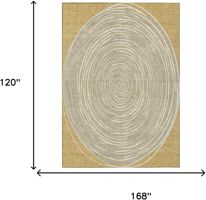 Gold And Ivory Geometric Washable Indoor Outdoor Area Rug Photo 9