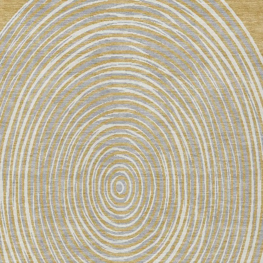 Gold And Ivory Geometric Washable Indoor Outdoor Area Rug Photo 5