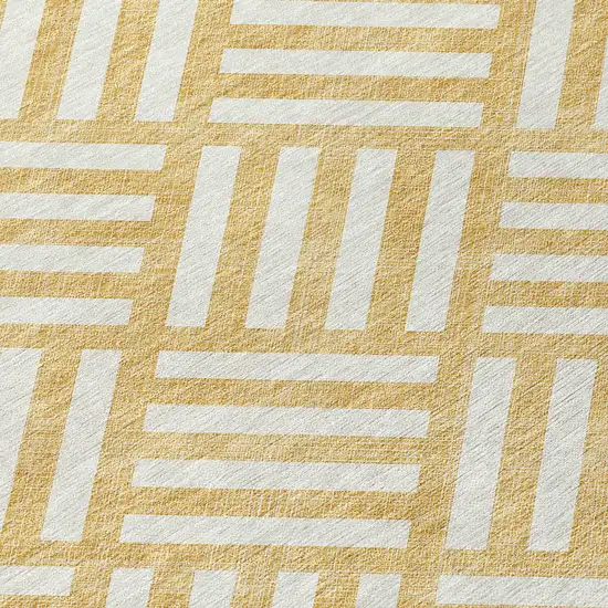 Gold And Ivory Geometric Washable Indoor Outdoor Area Rug Photo 5