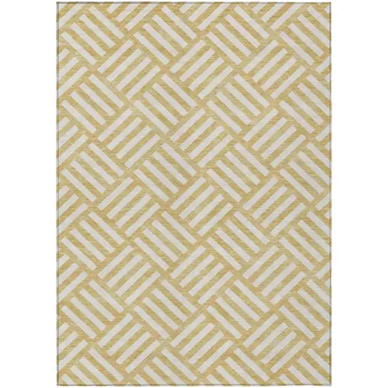Gold And Ivory Geometric Washable Indoor Outdoor Area Rug Photo 2