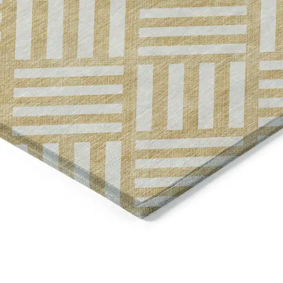Gold And Ivory Geometric Washable Indoor Outdoor Area Rug Photo 4