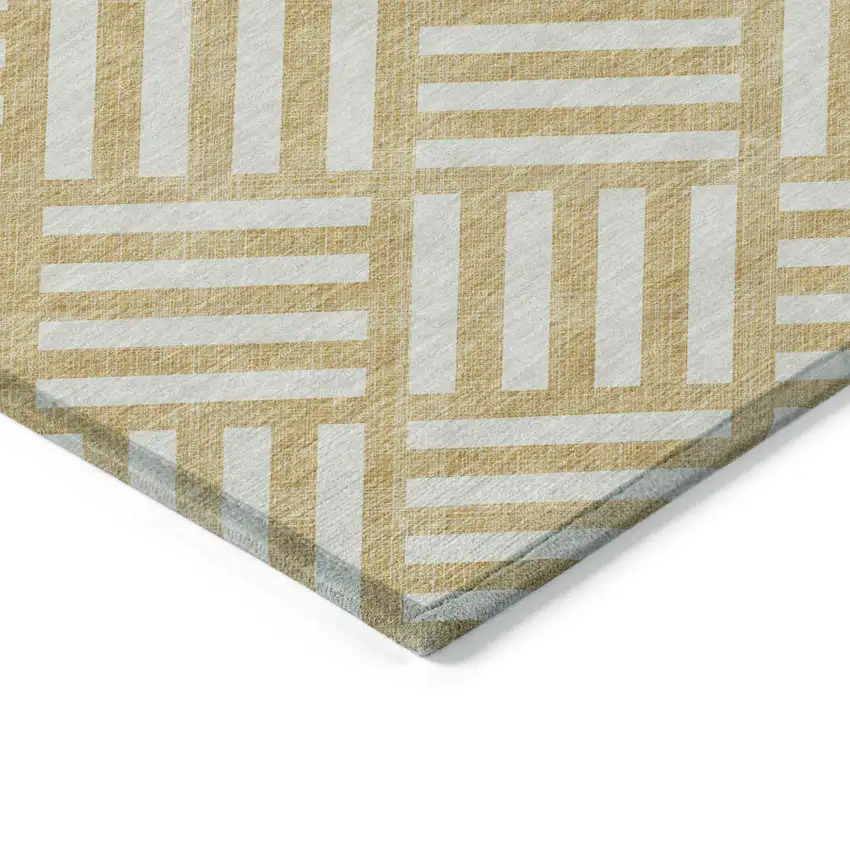 Gold And Ivory Geometric Washable Indoor Outdoor Area Rug Photo 4