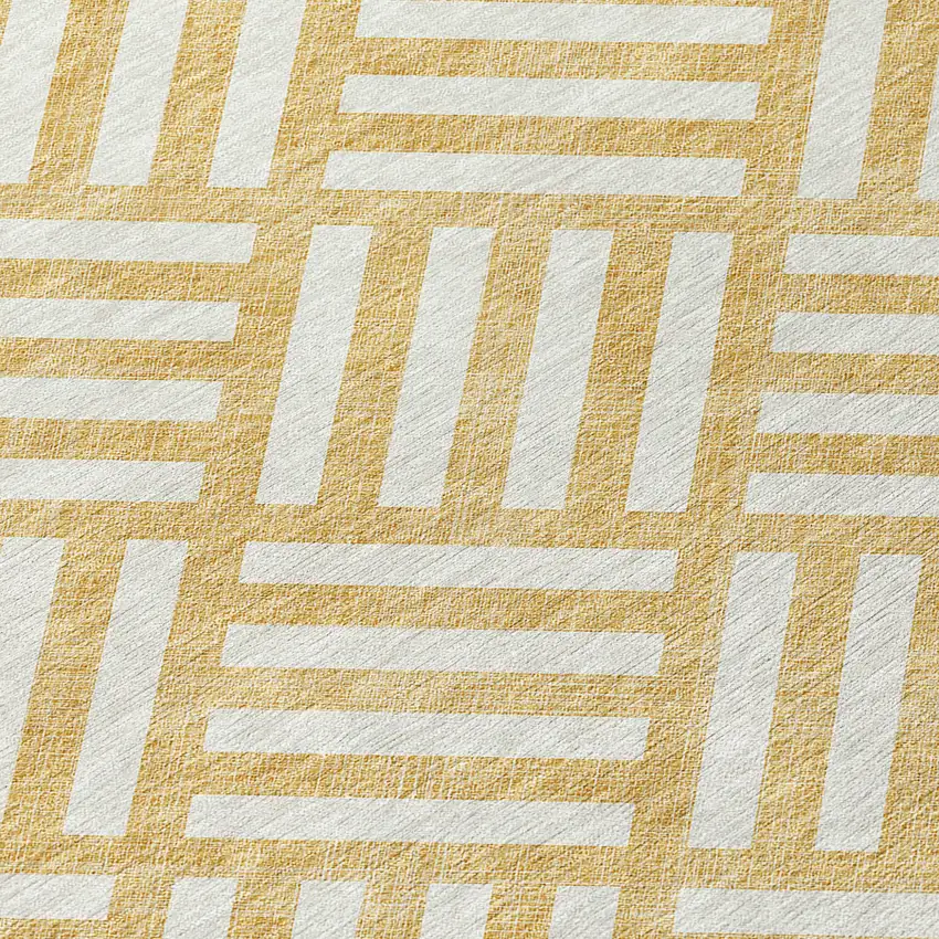 Gold And Ivory Geometric Washable Indoor Outdoor Area Rug Photo 5