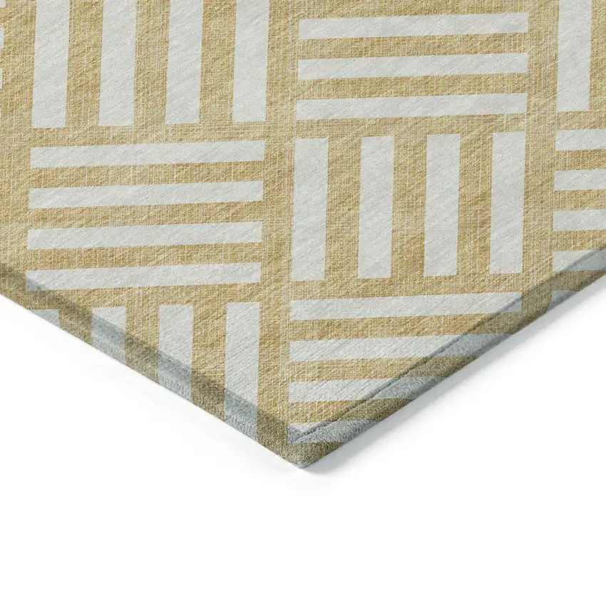 Gold And Ivory Geometric Washable Indoor Outdoor Area Rug Photo 4