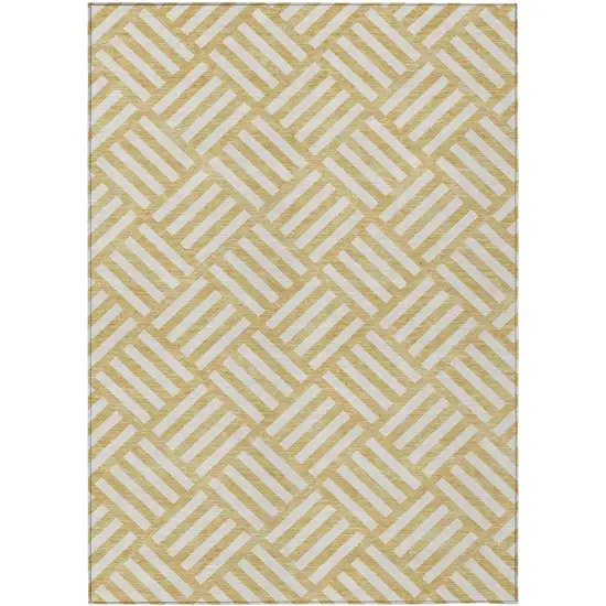Gold And Ivory Geometric Washable Indoor Outdoor Area Rug Photo 2