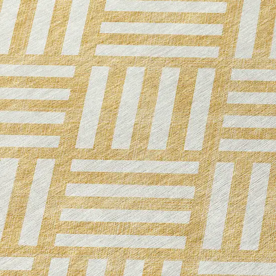 Gold And Ivory Geometric Washable Indoor Outdoor Area Rug Photo 5